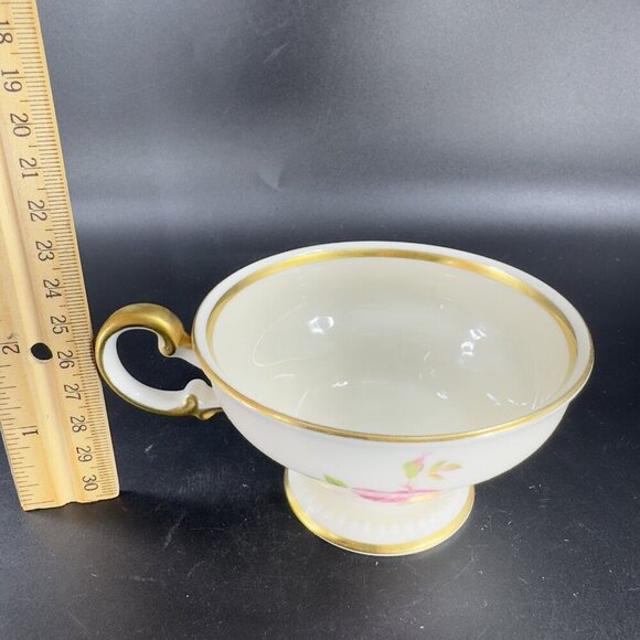 Vintage Castleton China Dolly Madison USA Ivory Pink Rose Teacup And Saucer Set - Picture 5 of 14